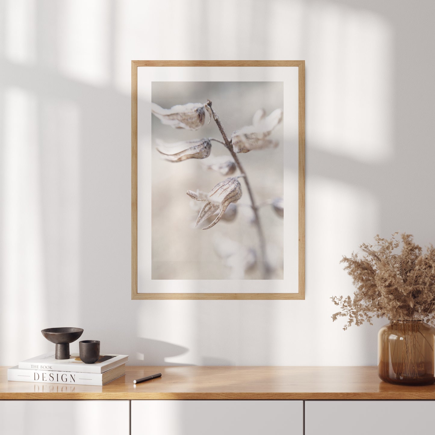 Boho plakát s fotografií suchého květu