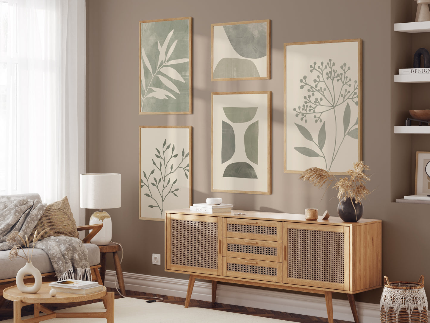 Boho Plakát s grafikou byliny