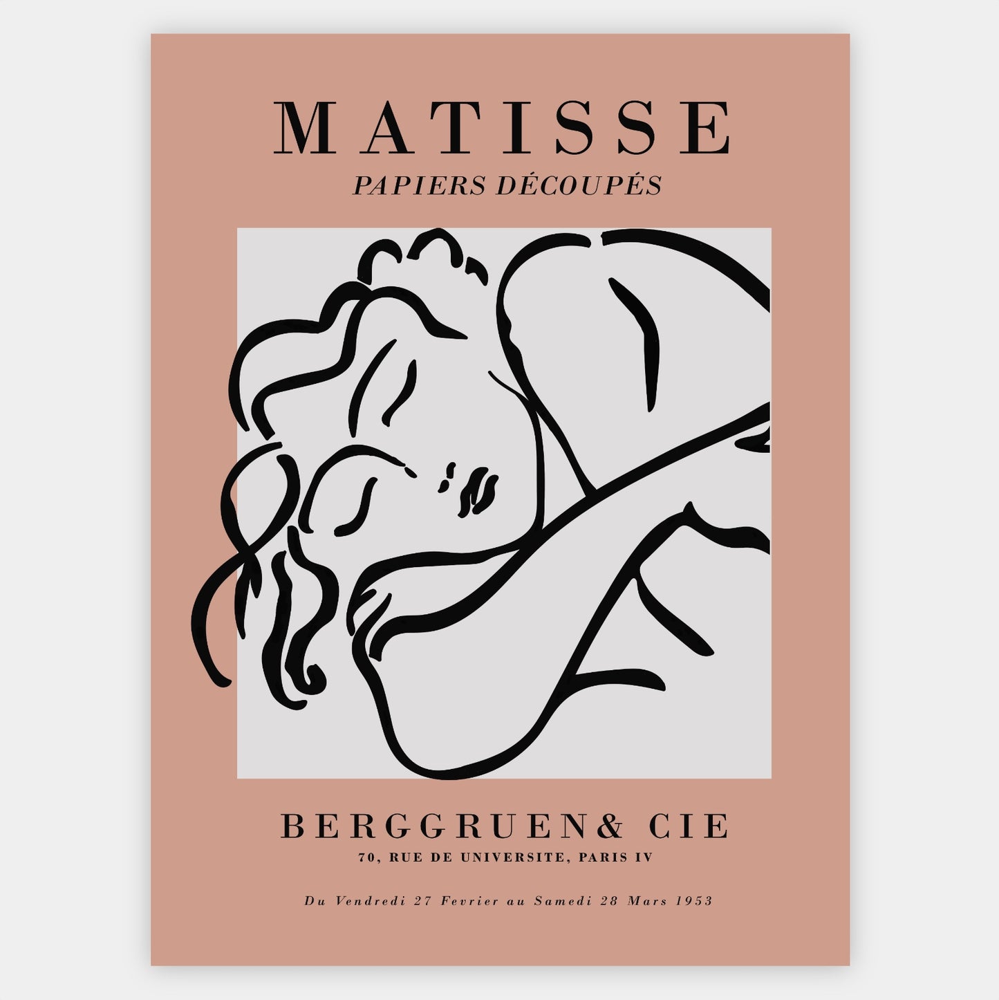 Sleeping Woman Sketch Beige Poster | Henri Matisse
