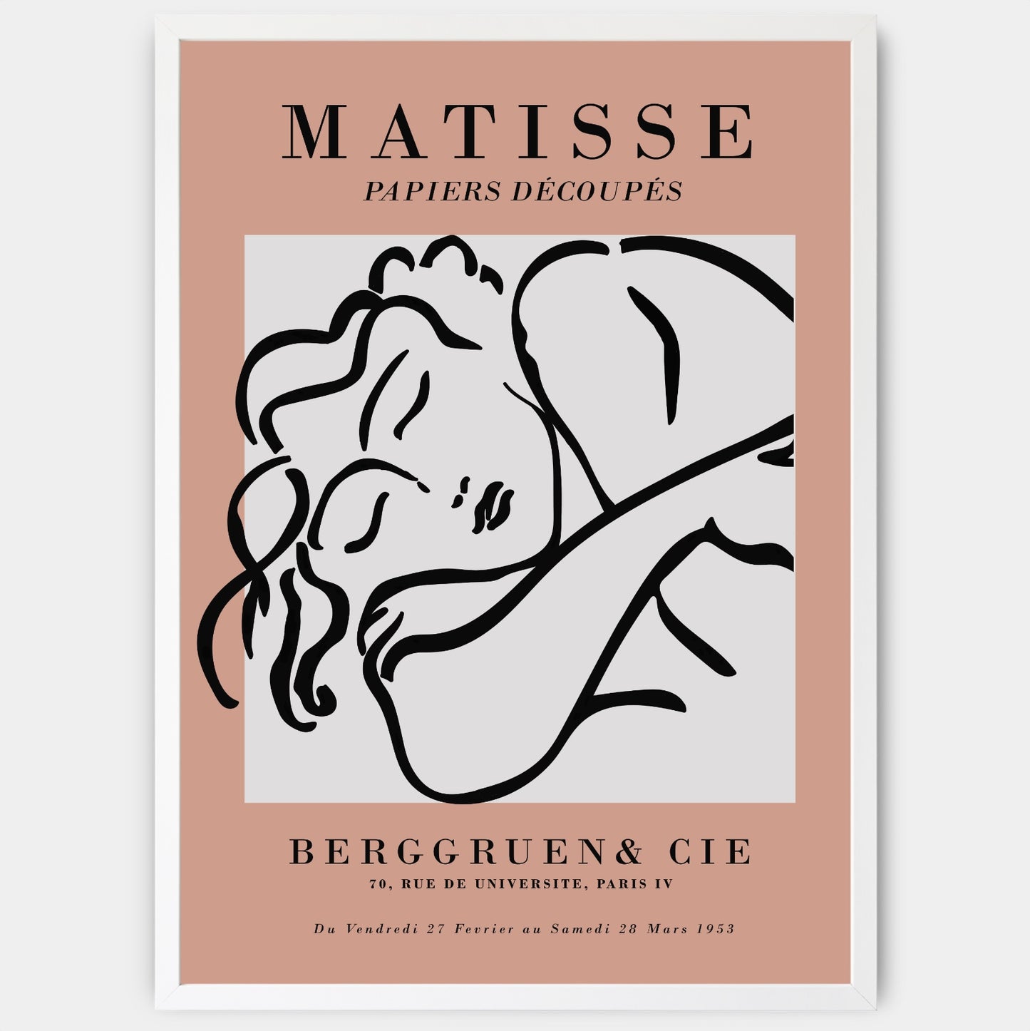 Sleeping Woman Sketch Beige Poster | Henri Matisse