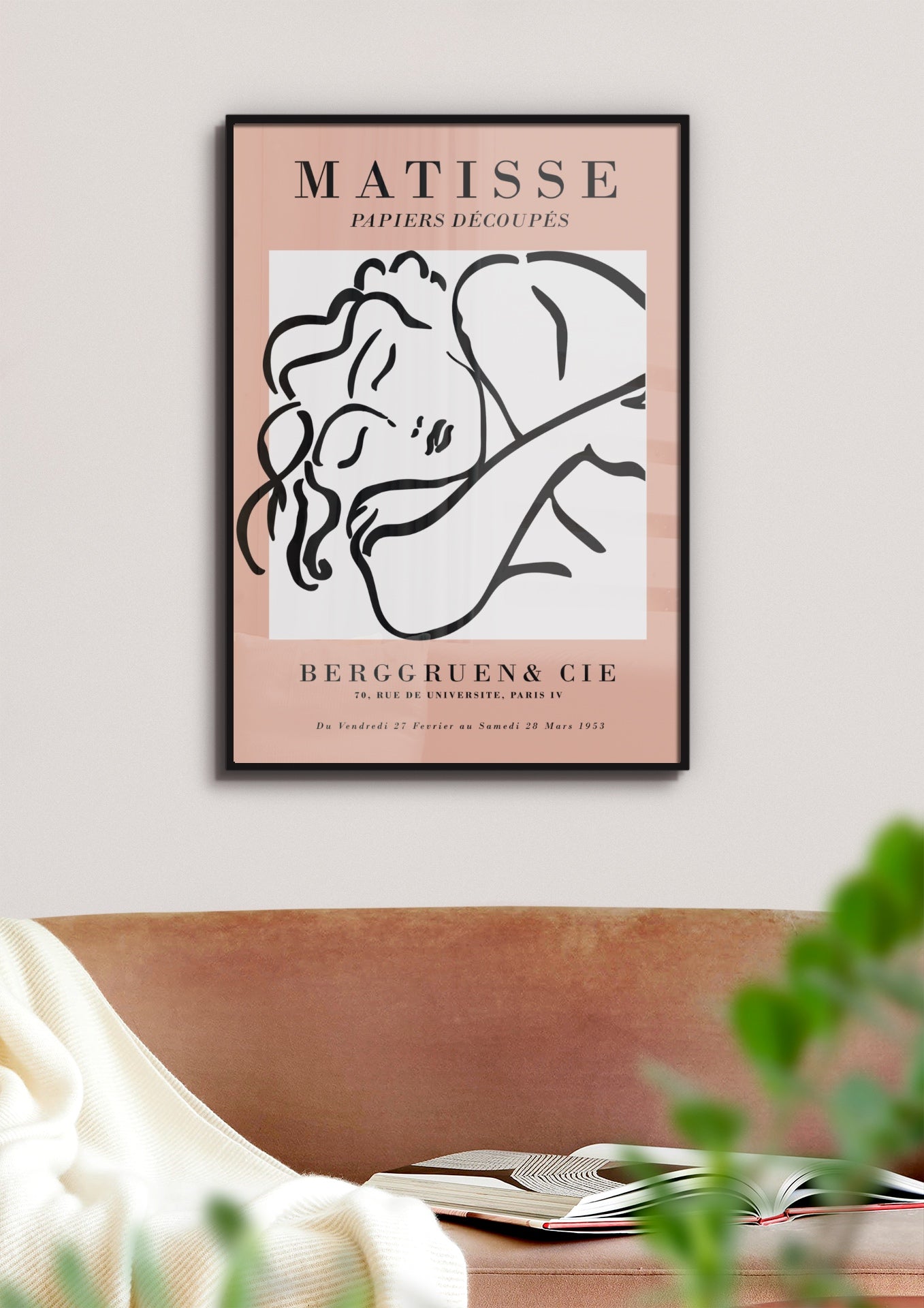 Sleeping Woman Sketch Beige Poster | Henri Matisse