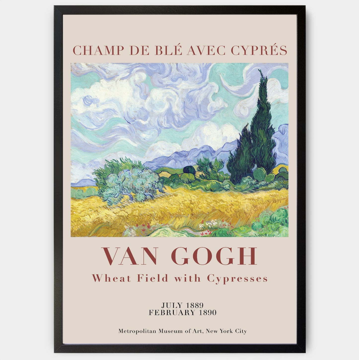 Plakát Wheat Field with Cypresses | Vincent Van Gogh