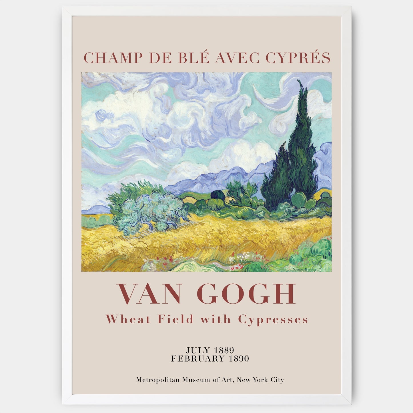 Plakát Wheat Field with Cypresses | Vincent Van Gogh