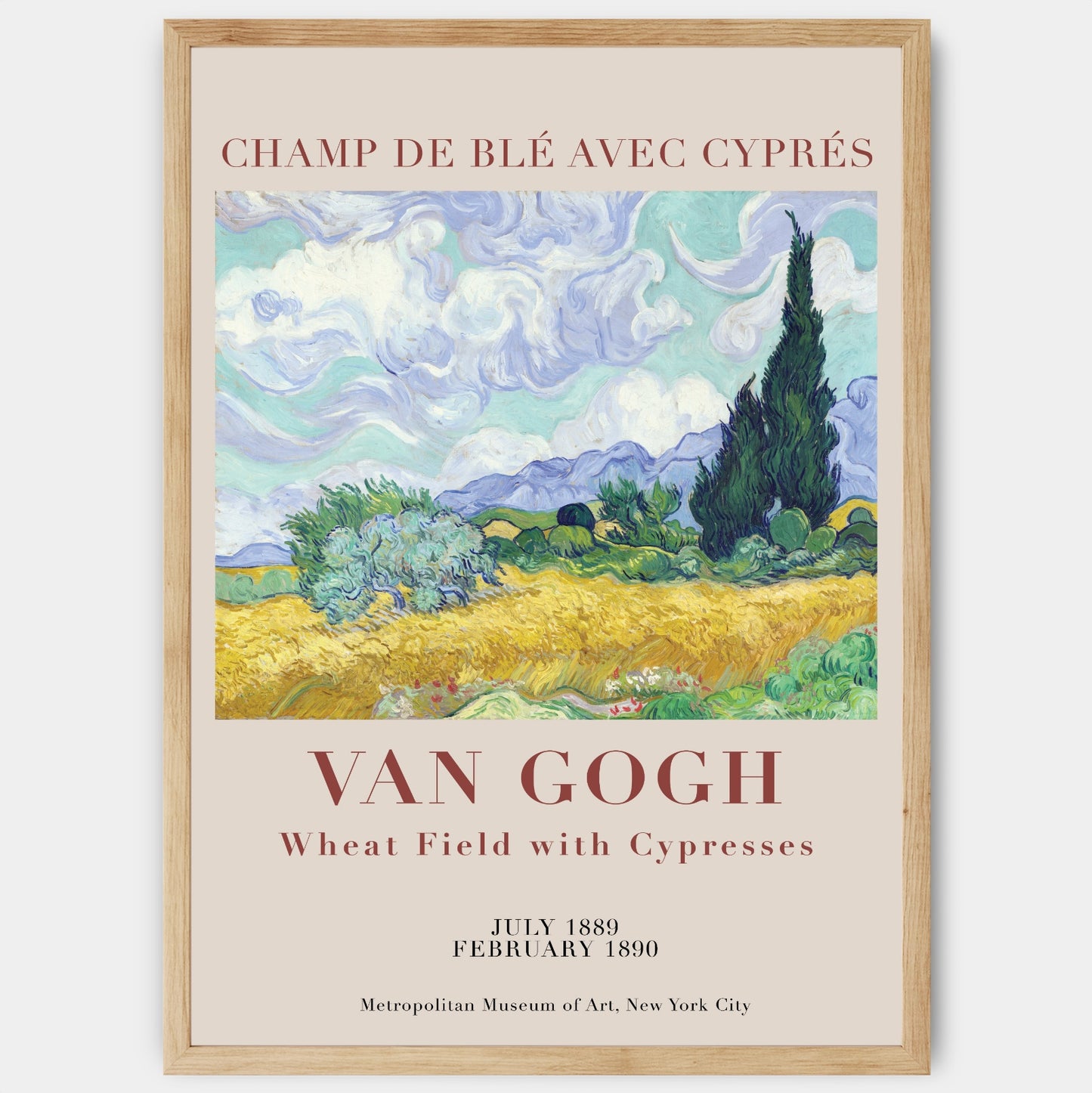 Plakát Wheat Field with Cypresses | Vincent Van Gogh