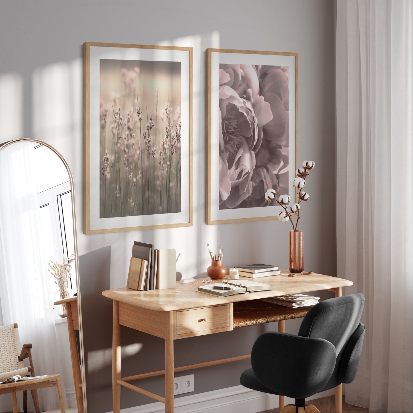 Boho plakát s fotografií kvetoucí trávy