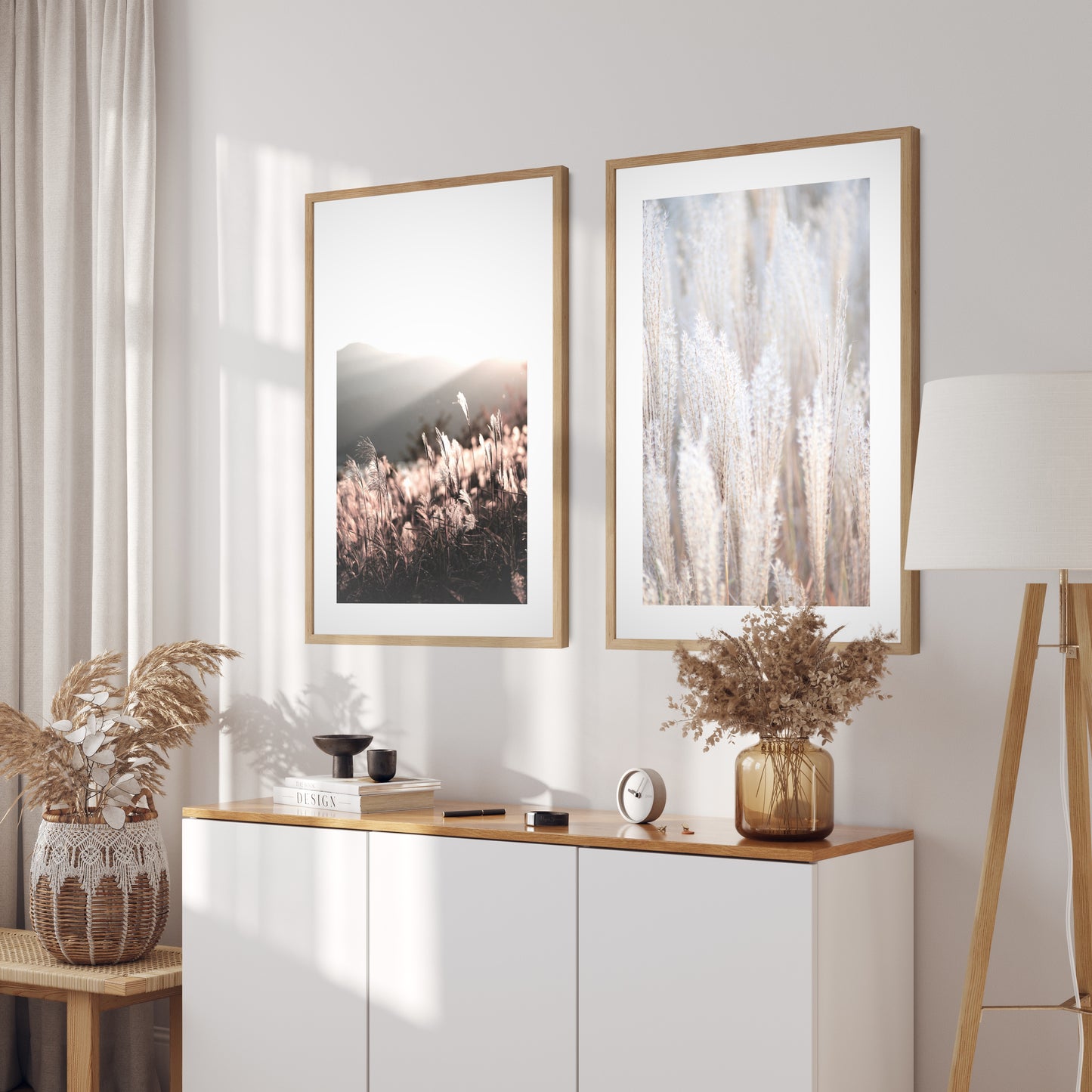 Boho plakát s fotografií suché trávy