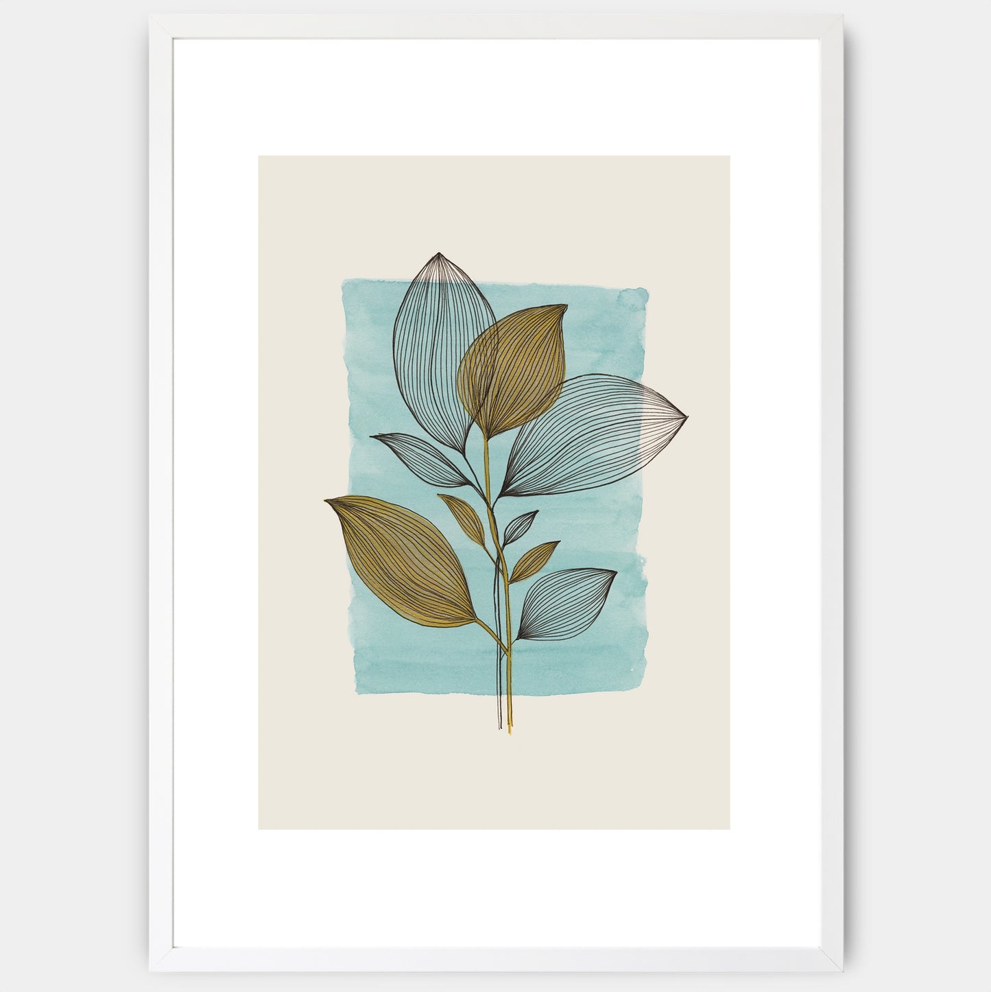 Poster Leaves in Blue