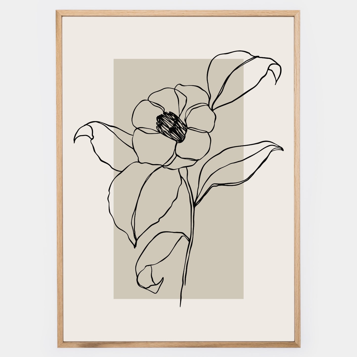 Boho Plakát s grafikou kvetoucí rostliny
