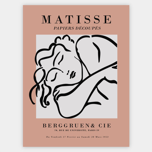 Sleeping Woman Sketch Beige Poster | Henri Matisse