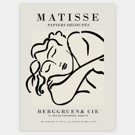 Sleeping Woman Sketch Grey Poster | Henri Matisse