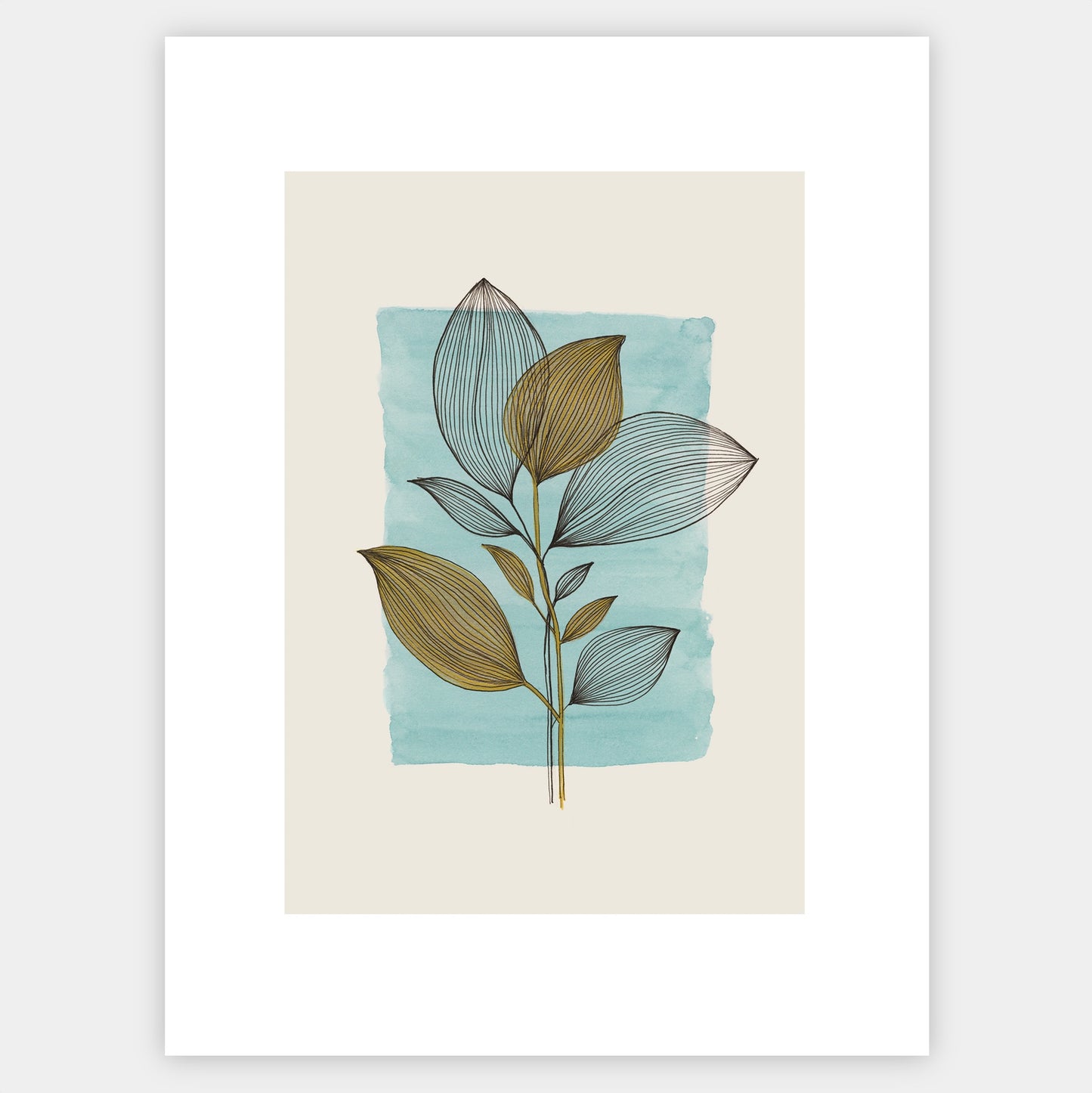 Plakát Leaves in Blue