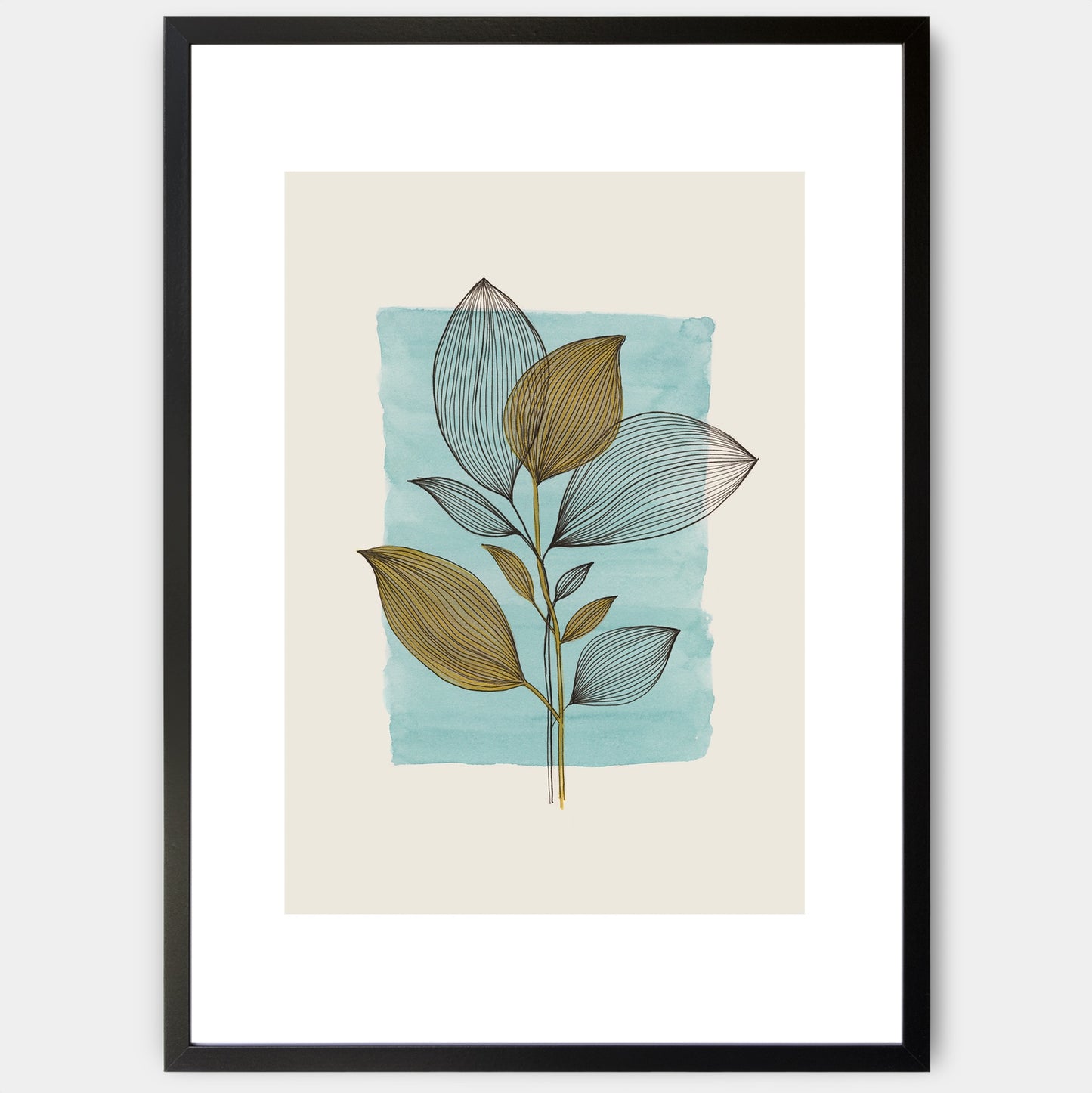 Plakát Leaves in Blue